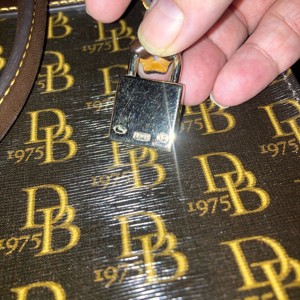 Dooney & Bourke Brown and Gold Signature Tote - Picture 4 of 16